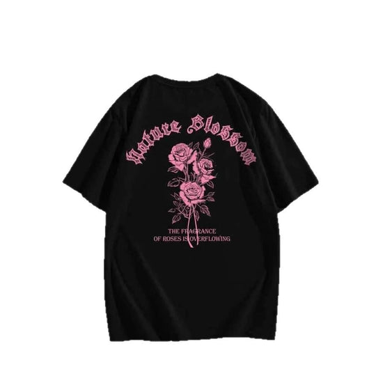 Damen T-Shirt mit floralem Motiv und kreativem Schriftzug EB