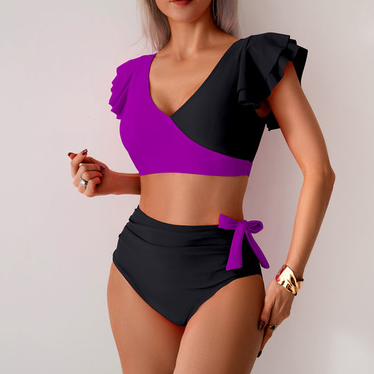 Damen Hochbundiger Bikini mit Rüschendetails EB