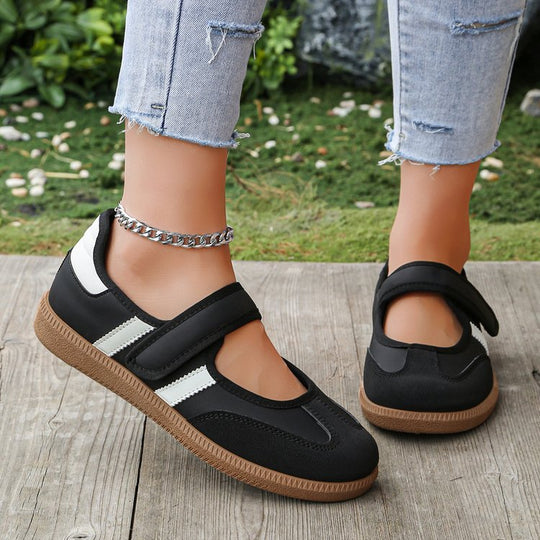 Damen Mary-Jane-Sneaker mit Klettverschluss und gepolstertem Komfortfußbett EB