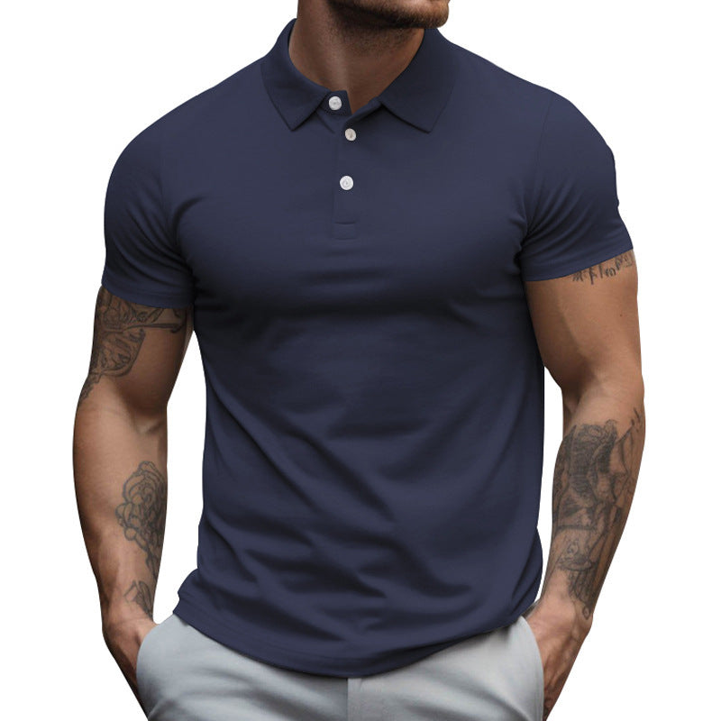 Herren nan tailliertes elastisches Piqué-Poloshirt mit klassischem Kragen EB