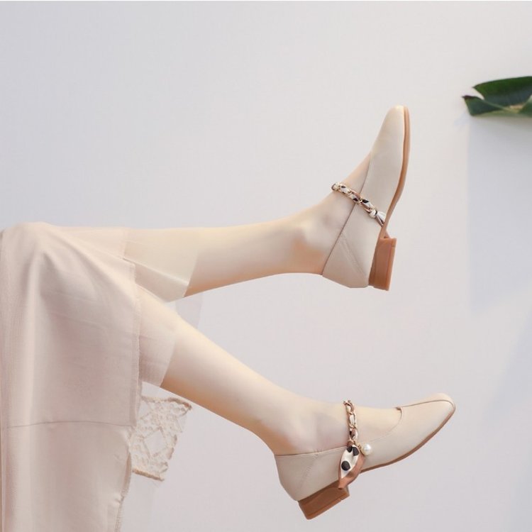 Damen Elegante Slingback-Ballerinas mit modischer Kettenverzierung EB