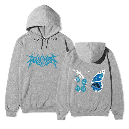 Damen Kapuzenpullover mit einzigartigem Schmetterlings- und Blumenmotiv EB