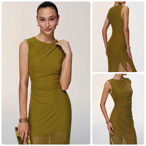 Damen Elegantes Wickelkleid mit figurbetontem Design und verführerischen Raffungselementen EB
