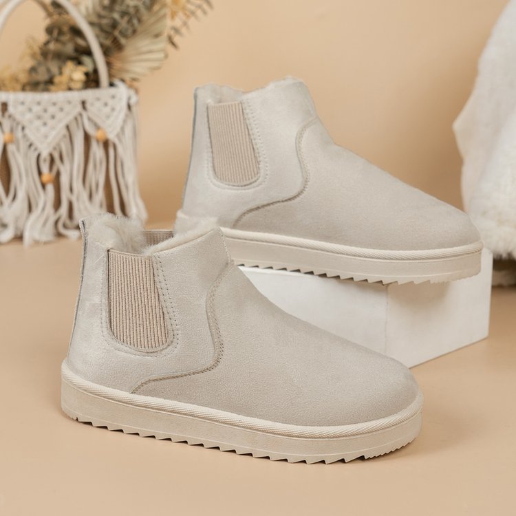 Damen  gefütterte Chelsea-Ankle-Boots mit Teddyfutter, elastischer Seitenblende und rutschfester Leichtsohle EB