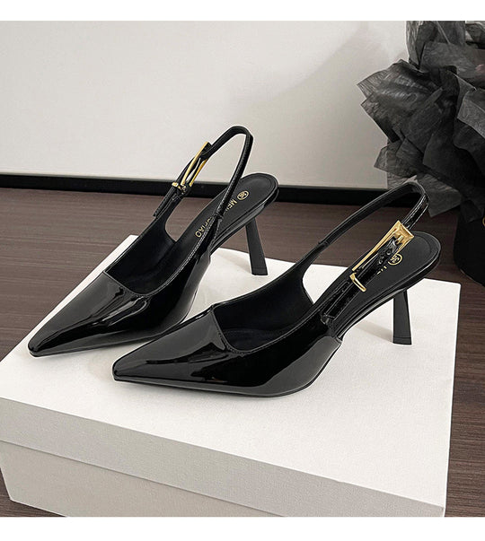 Damen Slingback-Pumps mit eleganter Schlangenlederstruktur EB