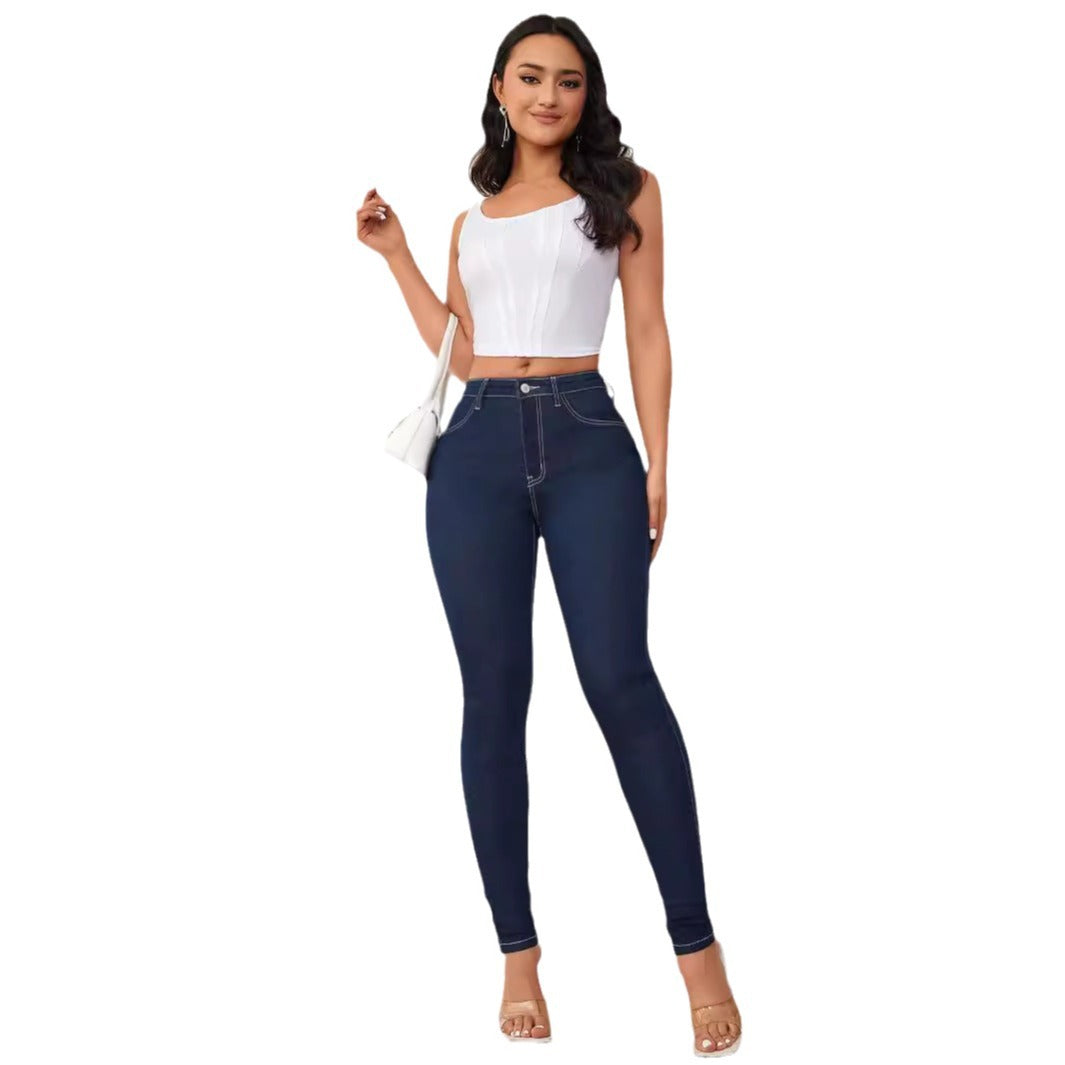 Damen Slim Fit Jeans mit hohem Bund und innovativer Nahtführung EB