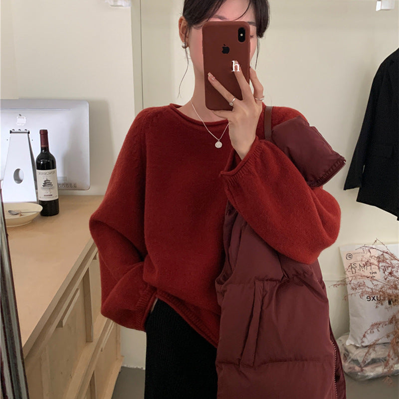 Damen Lässiger Pullover mit voluminösen Ärmeln und weichem Material EB