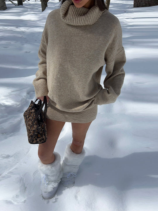 Damen Oversized Strickpullover mit hohem Kragen EB