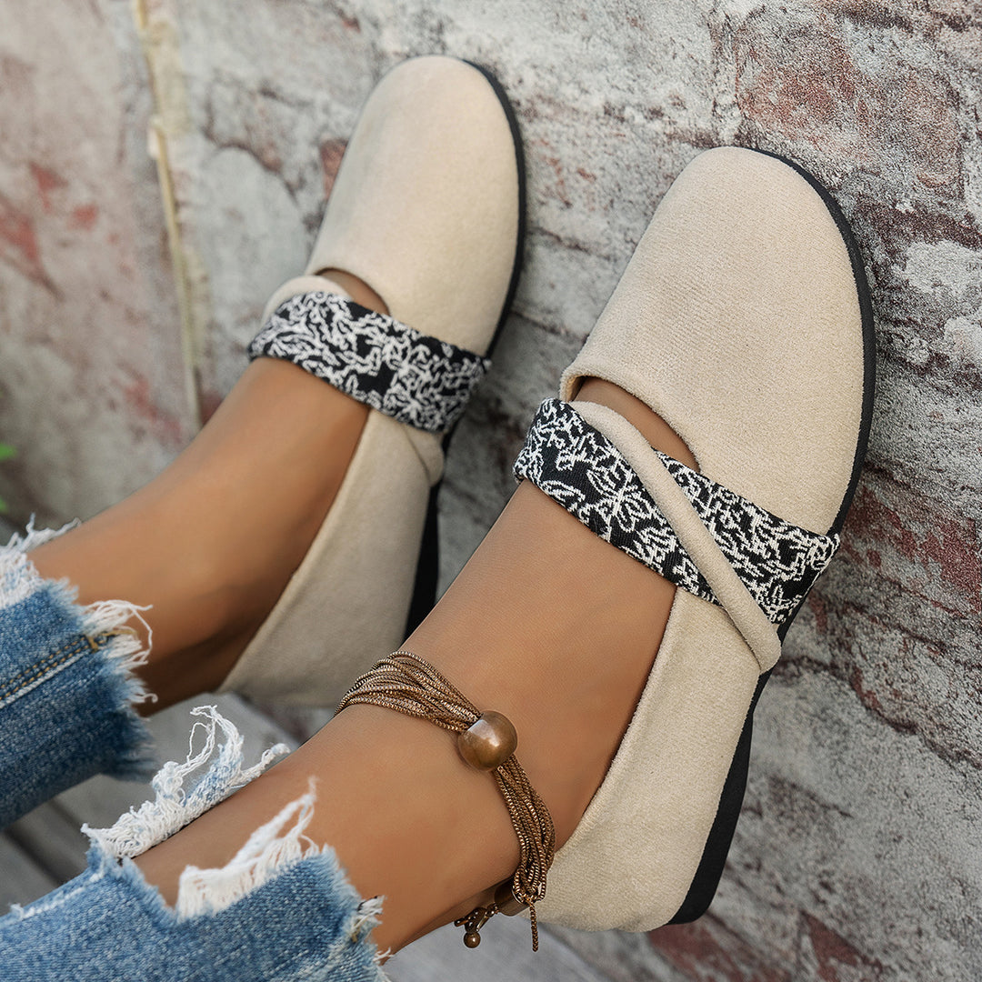 Damen bequeme Mokassins mit dekorativem Riemendesign EB