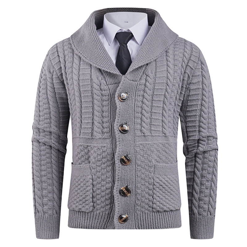 Herren Strickjacke mit modernem Schalkragen und praktischen Knöpfen EB