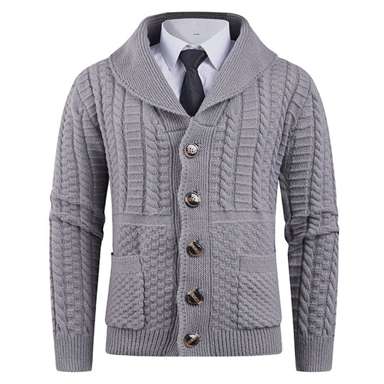 Herren Strickjacke mit modernem Schalkragen und praktischen Knöpfen EB
