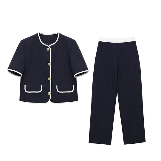 Damen Weit geschnittene Dress-Pants mit elastischem Bund und seitlichen Eingrifftaschen EB