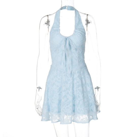 Damen Halterneck-Minikleid aus feiner Spitze EB