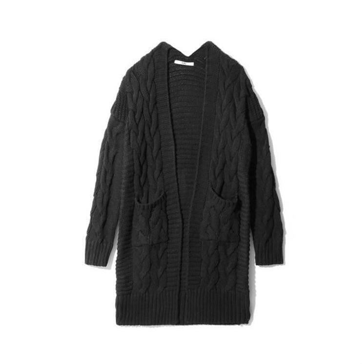 Damen Strickjacke mit grobem Zopfmuster und Taschen EB