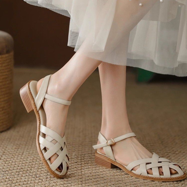Damen Riemchen-Sandalen mit elegantem Flechtdesign und verstellbarem Riemen EB