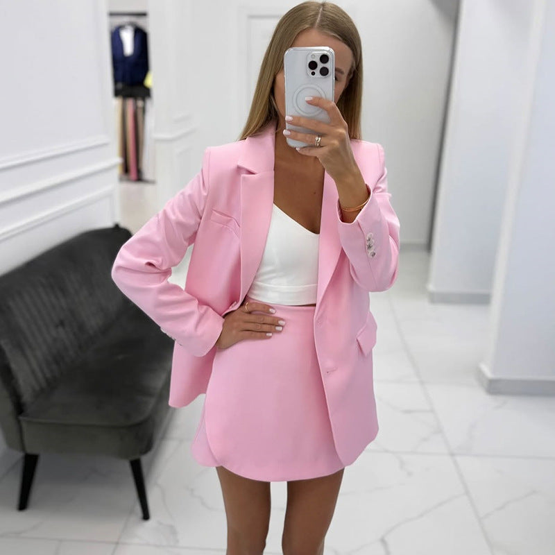 Damen elegantes Blazer-Rock-Kombinationsset EB