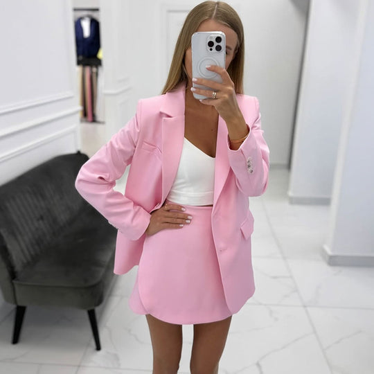 Damen elegantes Blazer-Rock-Kombinationsset EB