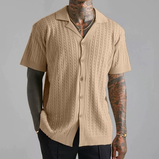Herren Strickhemd mit strukturiertem Muster EB