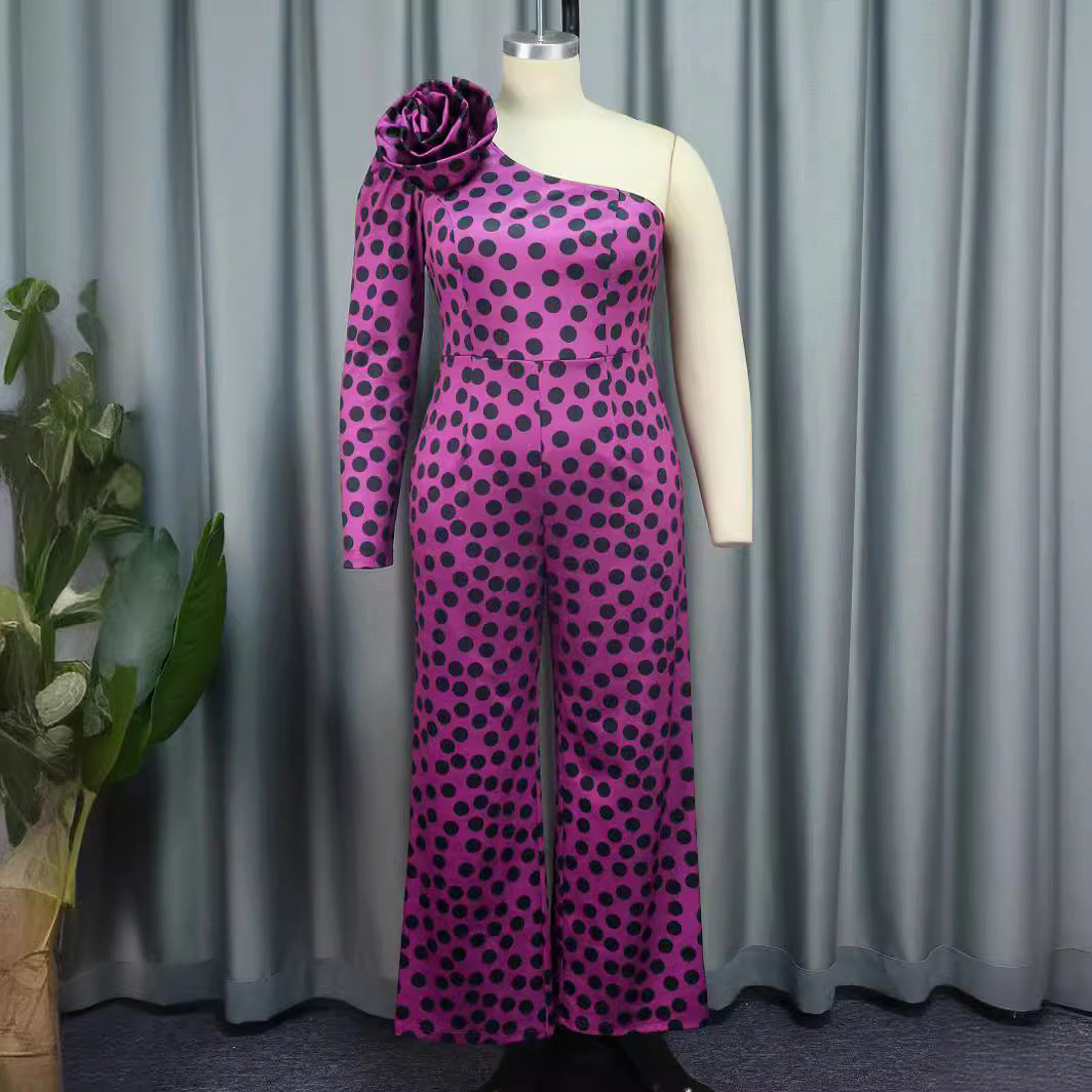 Damen Einseitiger Jumpsuit mit Blumendekor EB