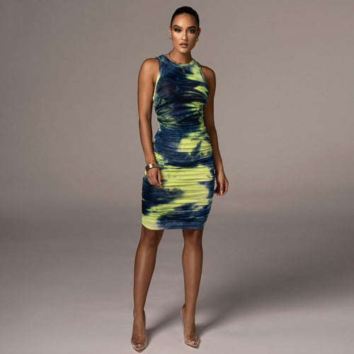 Damen Figurbetontes Wickelkleid mit Hochglanzeffekt und Farbverlauf EB