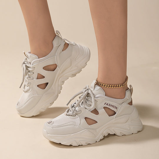 Damen Sportliche Chunky Sneaker mit atmungsaktivem Mesh-Obermaterial und rutschfester Sohle EB