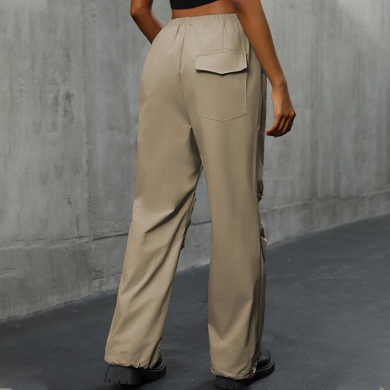 Damen lockere Outdoor-Hose mit elastischem Bund und praktischen Taschen EB
