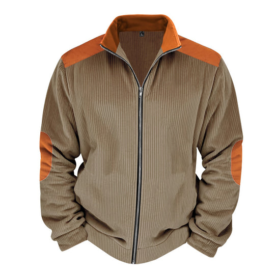 Herren Sportliche Zip-Jacke mit Rippenstruktur und Kontrastärmel EB