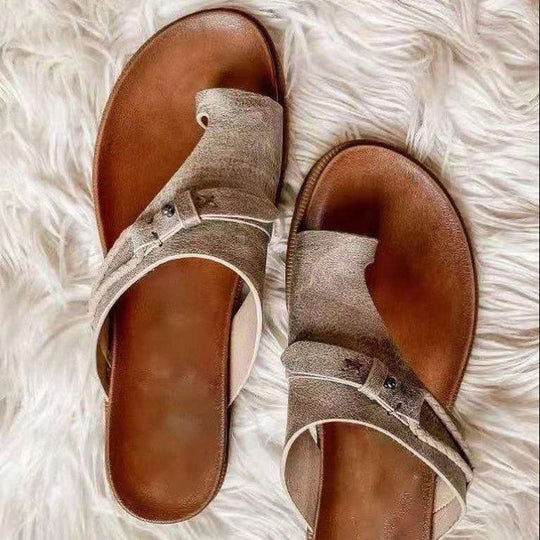Damen Leder-Pantoletten mit verstellbarem Riemen und anatomischem Fußbett EB