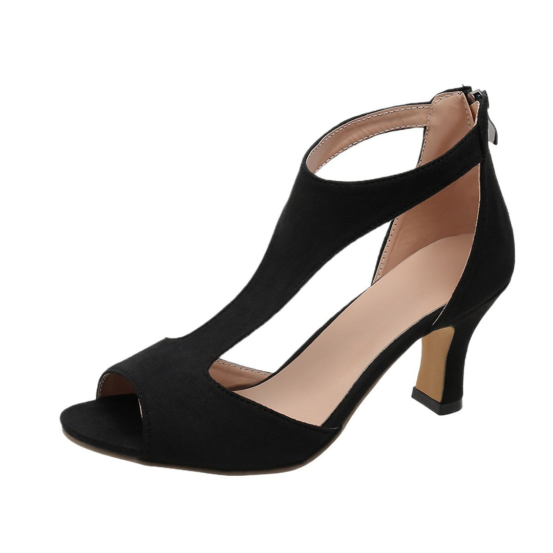 Damen Elegante Peeptoe-Absatzsandalen mit transparentem Design EB