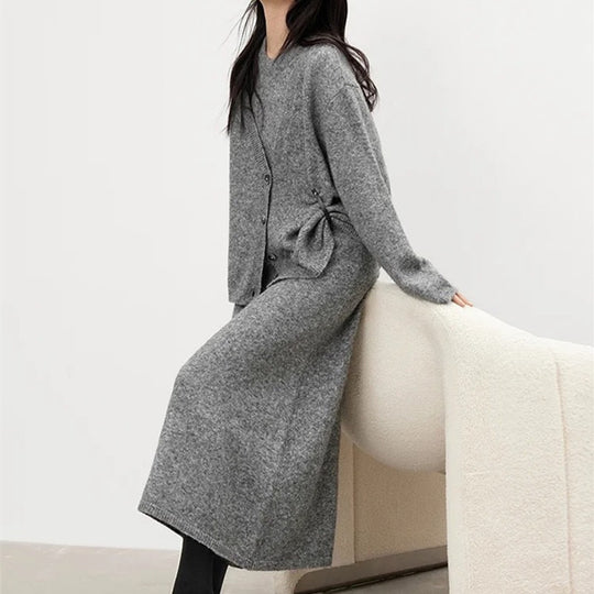 Damen Strickjacke mit knopfen und bequemen langen Ärmeln EB