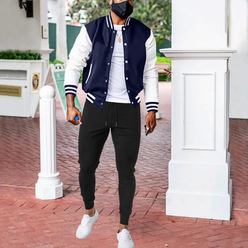 Herren sportliche Collegejacke mit praktischen Taschen und atmungsaktiver Baumwolle EB