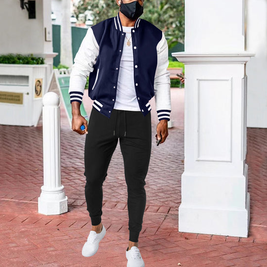 Herren sportliche Collegejacke mit praktischen Taschen und atmungsaktiver Baumwolle EB