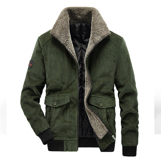 Herren Cord-Blouson im Pilotenstil mit durchgehendem Sherpa-Innenfutter und Pattentaschen EB