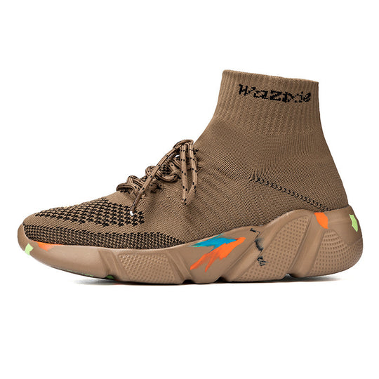 Damen Hochgeschnittene Sport Sneakers mit elastischem Strick-Obermaterial EB