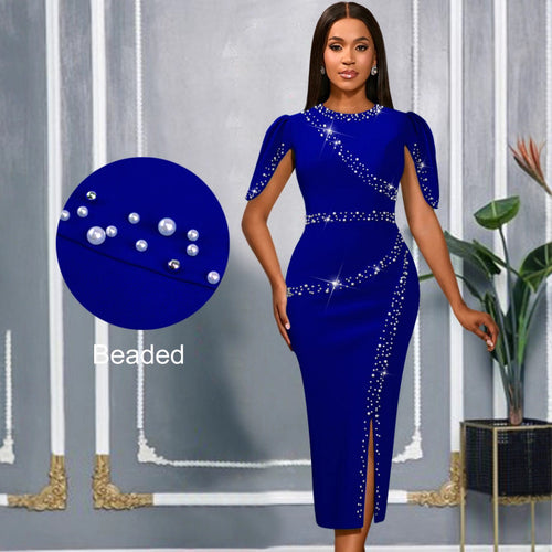 Damen elegantes Abendkleid mit glitzernden Akzenten und seitlichem Schlitz EB