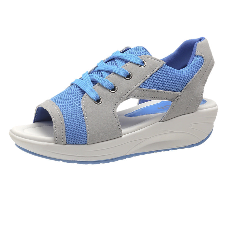 Damen Atmungsaktive Slip-On Sandalen mit hohem Plateau EB