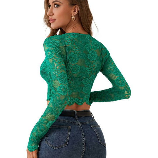Damen Spitzentop mit graziler Flower-Design-Ware EB