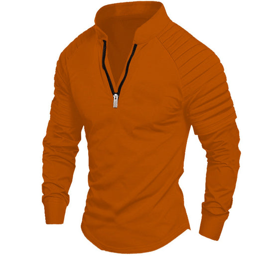Herren nan Slim-Fit Troyer mit gesteppter Schulterpasse und halbem Reißverschluss EB