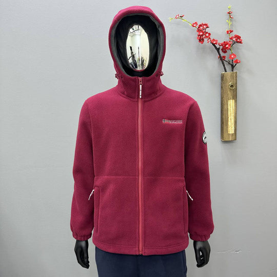 Damen Kapuzen‑Fleecejacke mit ergonomischem Stehkragen, Softshell‑Innenbesatz und Reißverschlusstaschen EB