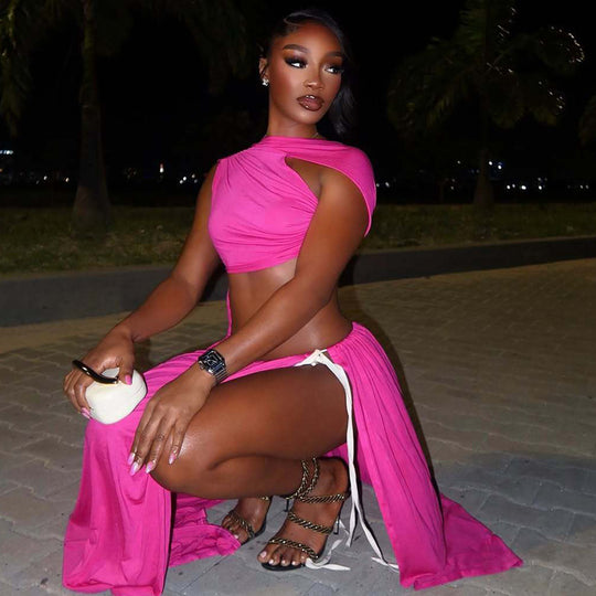 Damen Elegantes Maxikleid mit raffiniertem Cut-Out-Design und fließendem Schnitt EB