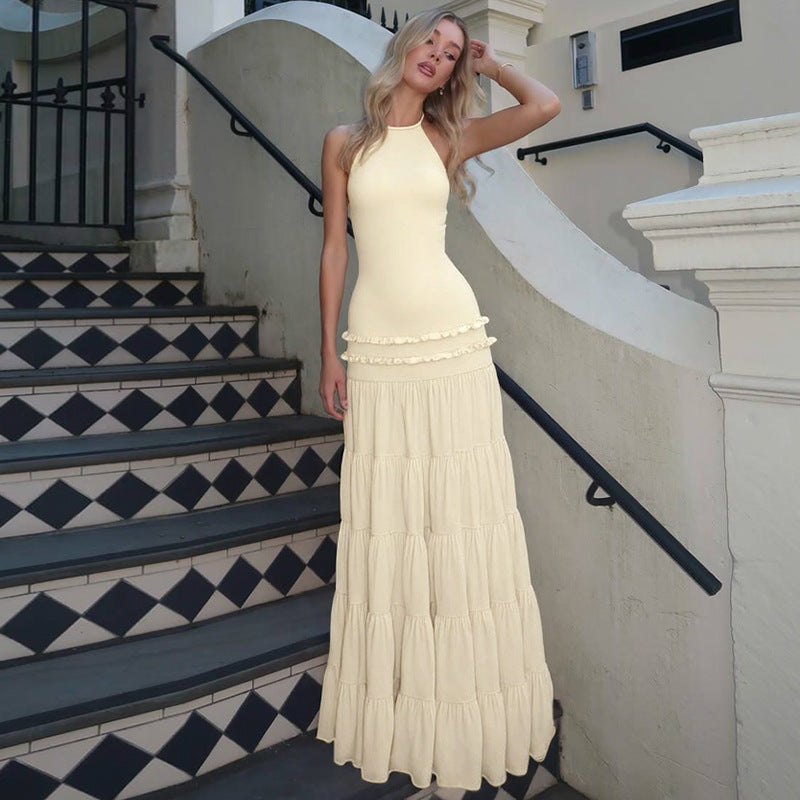 Damen Maxi-Kleid mit feinen Rüschendetails EB