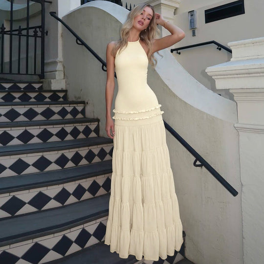 Damen Maxi-Kleid mit feinen Rüschendetails EB