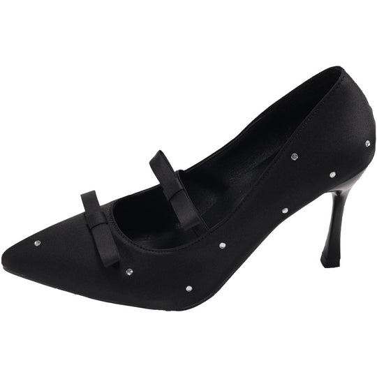 Damen elegante High Heels mit dekorativen Schleifen und Glitzerakzenten EB