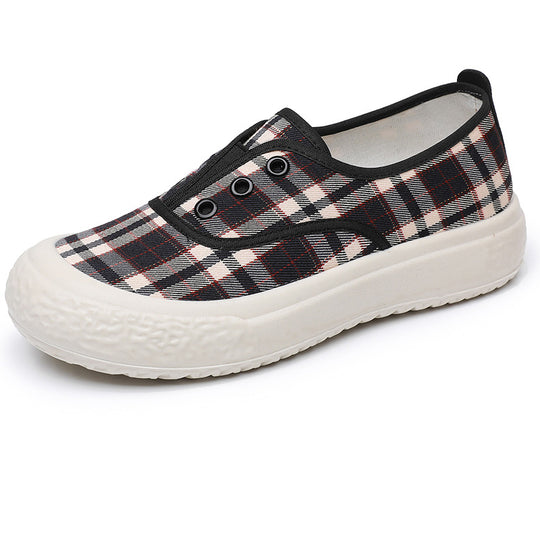 Damen Sportliche Slip-On Sneakers mit klassischem Karomuster EB