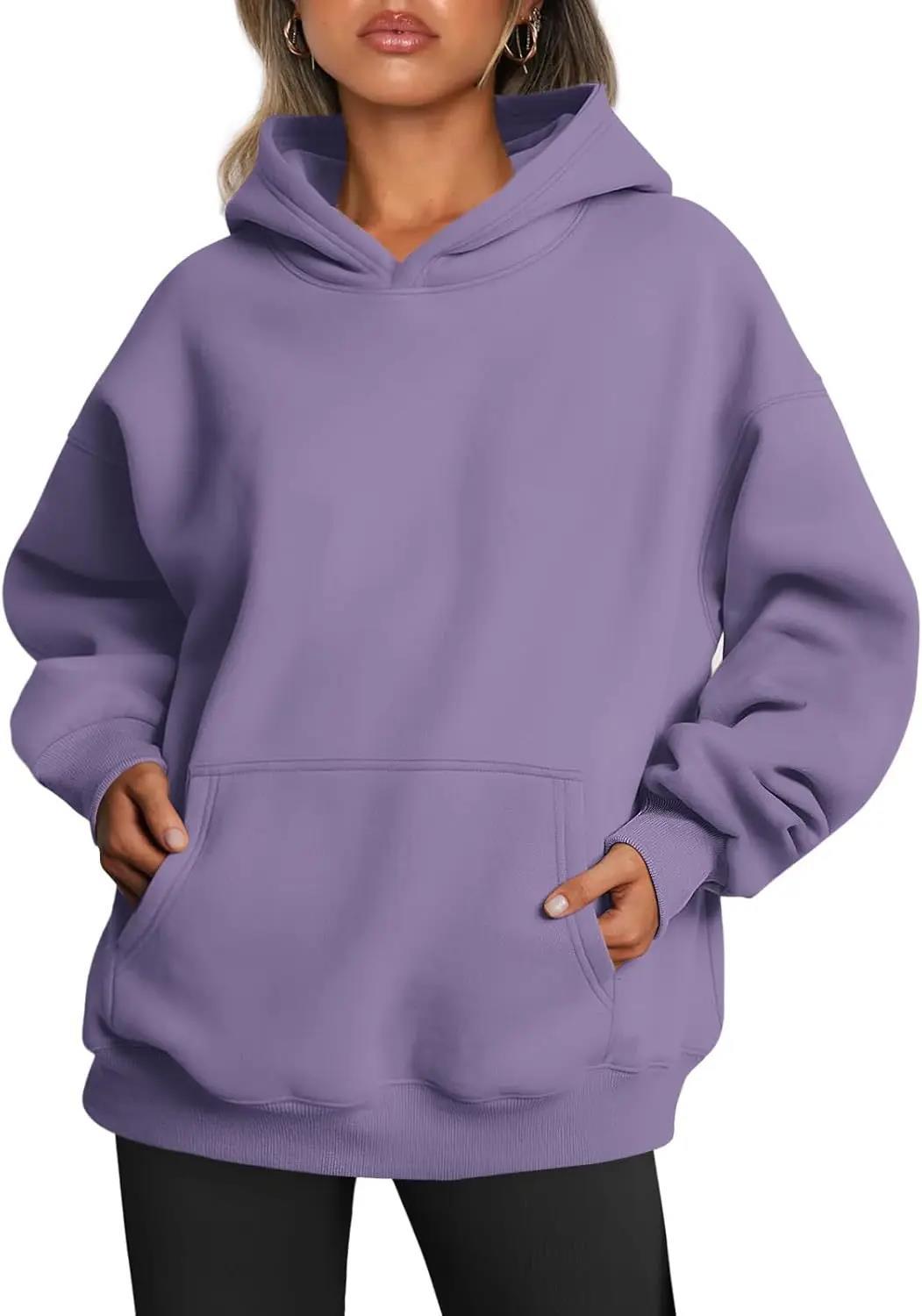 Damen nan oversized Kapuzenpullover mit verlängerter Silhouette und Kängurutasche EB