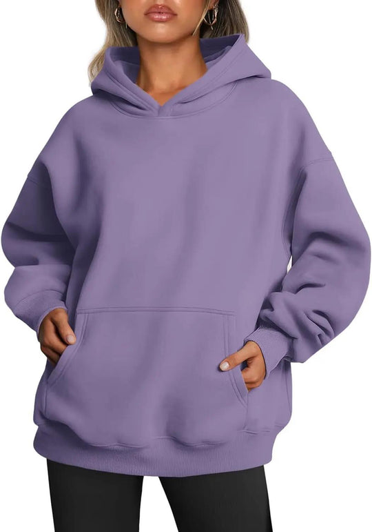 Damen nan oversized Kapuzenpullover mit verlängerter Silhouette und Kängurutasche EB