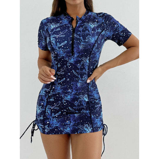 Damen Surfanzug mit stylischem Blumenmuster und kurzem Arm EB