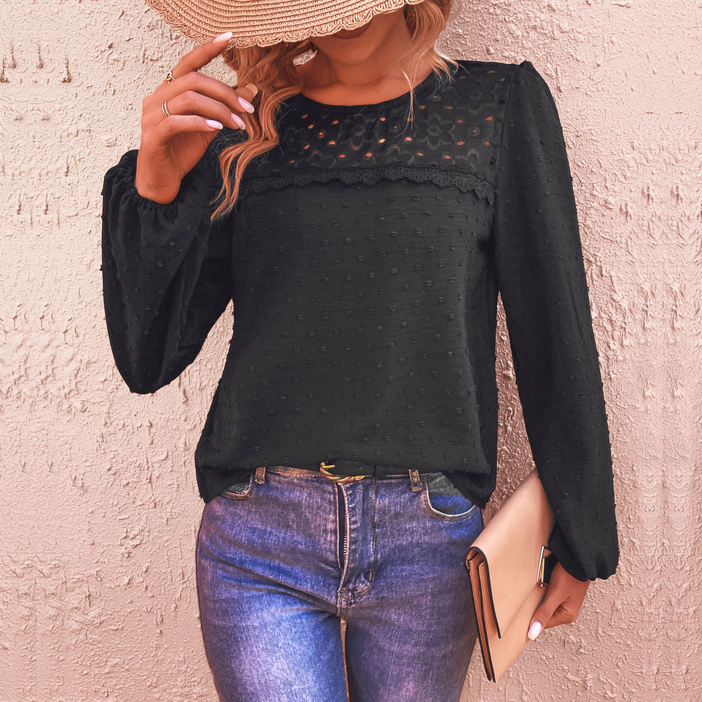 Damen Bluse mit strukturiertem Obermaterial und transparenten Akzenten EB