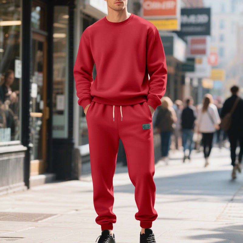 Herren lässiger Freizeitanzug mit weichem Fleece und elastischem Bund EB
