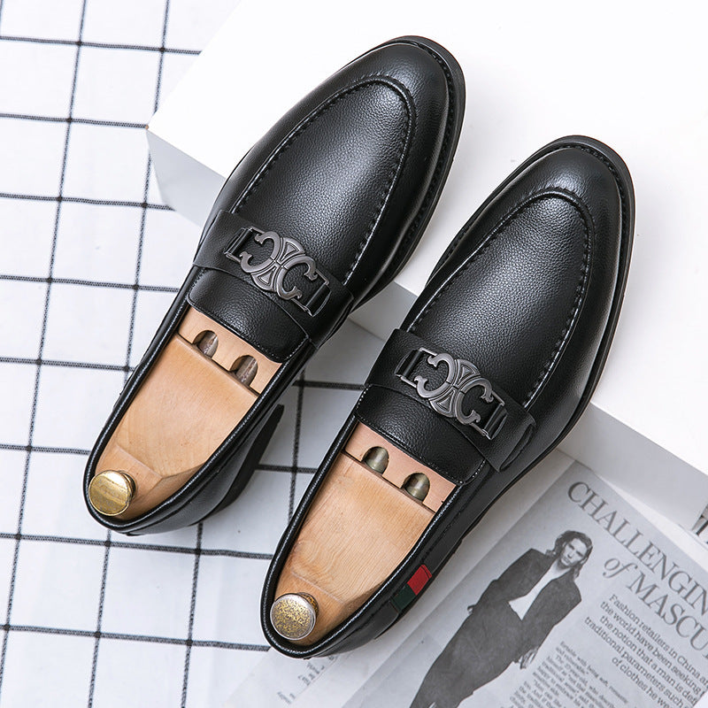 Herren Elegante Premium-Leder Mokassins mit dekorativem Riemen EB